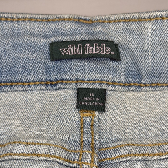 NEW Wild Fable High Rise Distressed Stretch Denim Jean Mini Skirt - Picture 6 of 11
